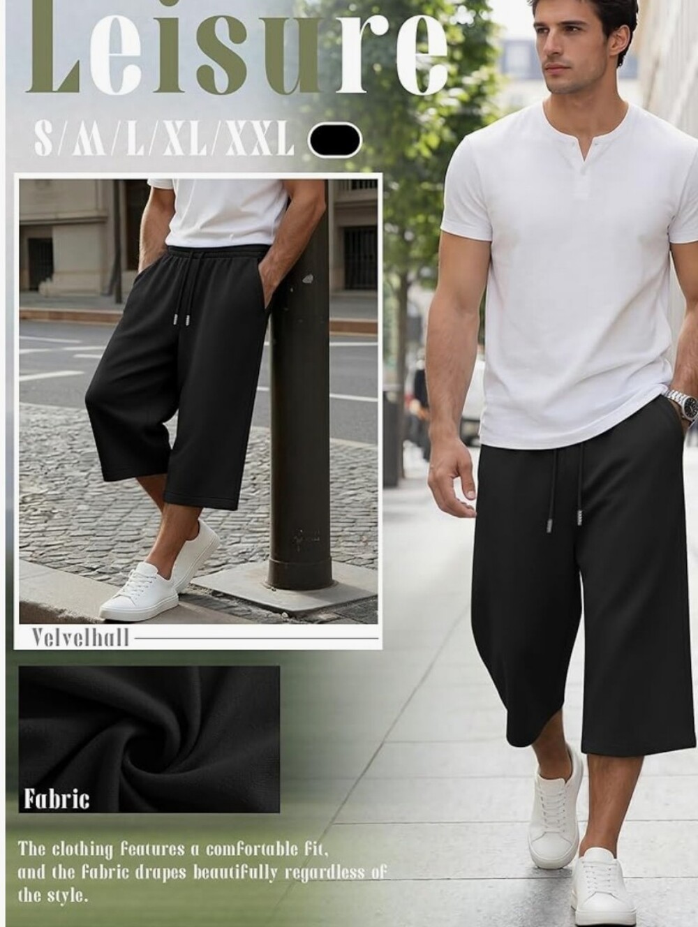 Amazon Men's Black Athletic Leisure Drawstring Shorts